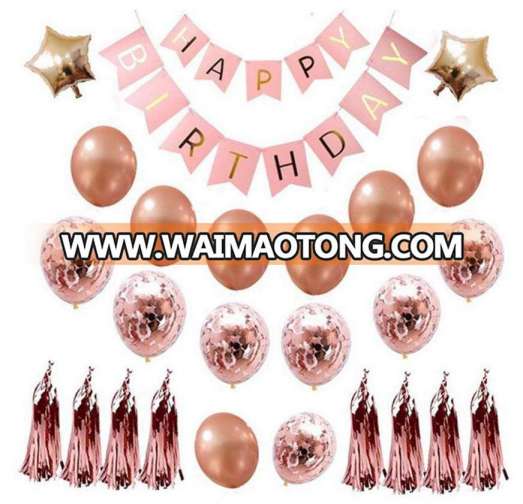 Amazon popular Rose Gold Balloon Happy Birthday Set