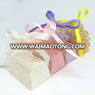 Flower Shape Candy Laser Cut Paper Box Wedding Gifts